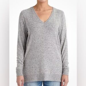 Lucky Brand Women's V Neck Tunic Pullover Sweater Gray Size S/P Oversize